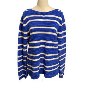 TALBOTS preppy blue and white striped sweater